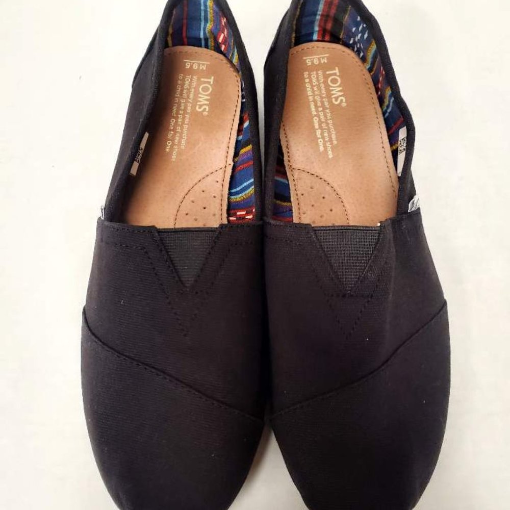 Toms men's Classic Canvas Shoes, Black, Size 9.5 - Picture 2 of 5
